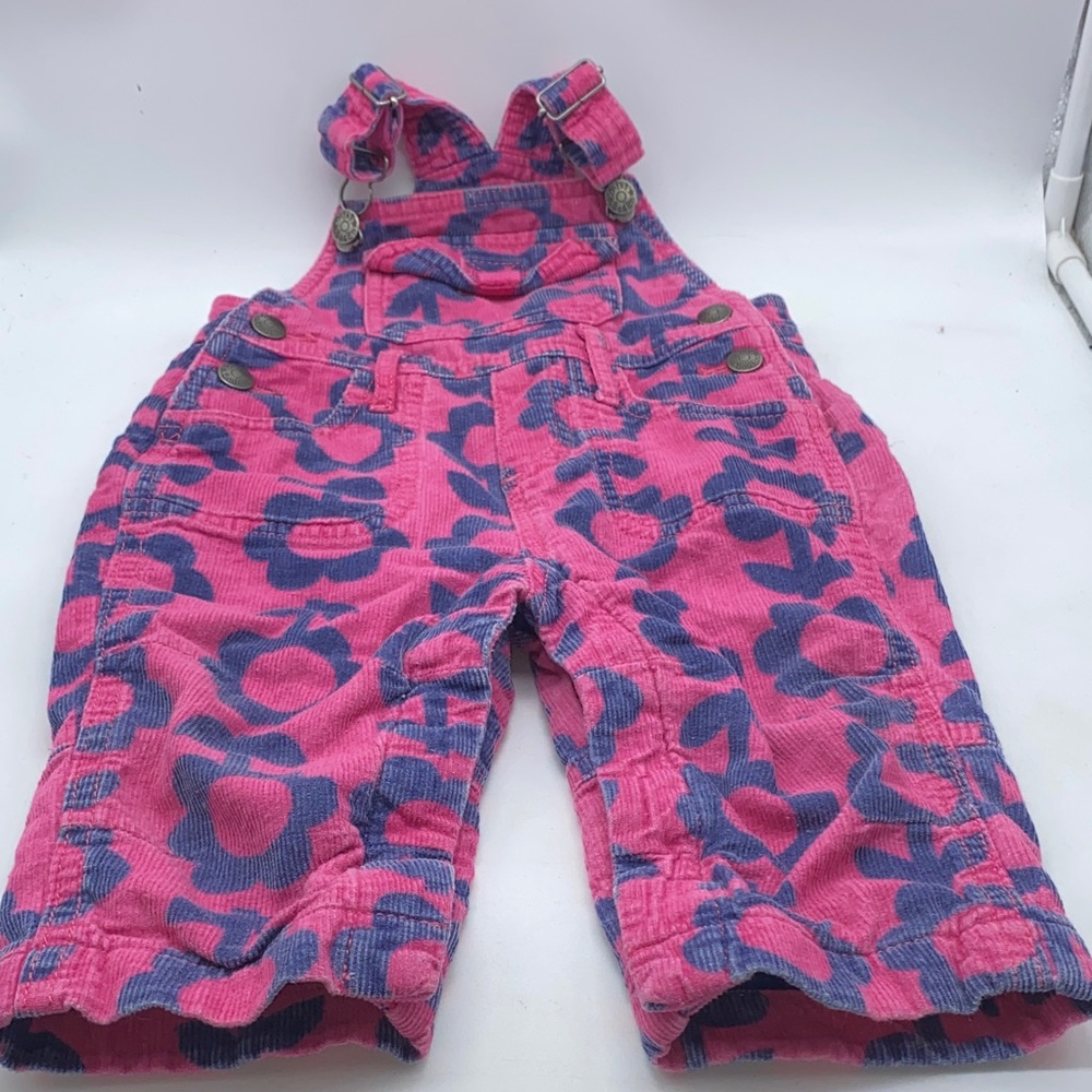 Baby Boden Mini Boden Infant Girls Pink Corduroy Overalls Floral Size 6-12 M